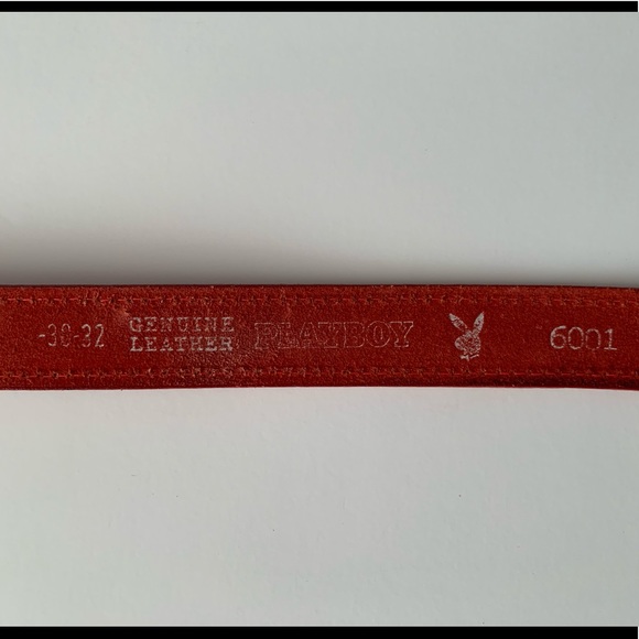 Authentic Leather Playboy Red and Gold Belt -30-32 - Picture 4 of 4